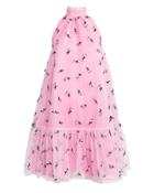 Ganni Organza Floral Sleeveless Dress Pink 38