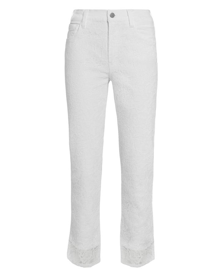 J Brand Ruby Lace Cropped Cigarette Jeans White 28