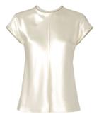 Helmut Lang Zip-trimmed Silk Top Ivory P