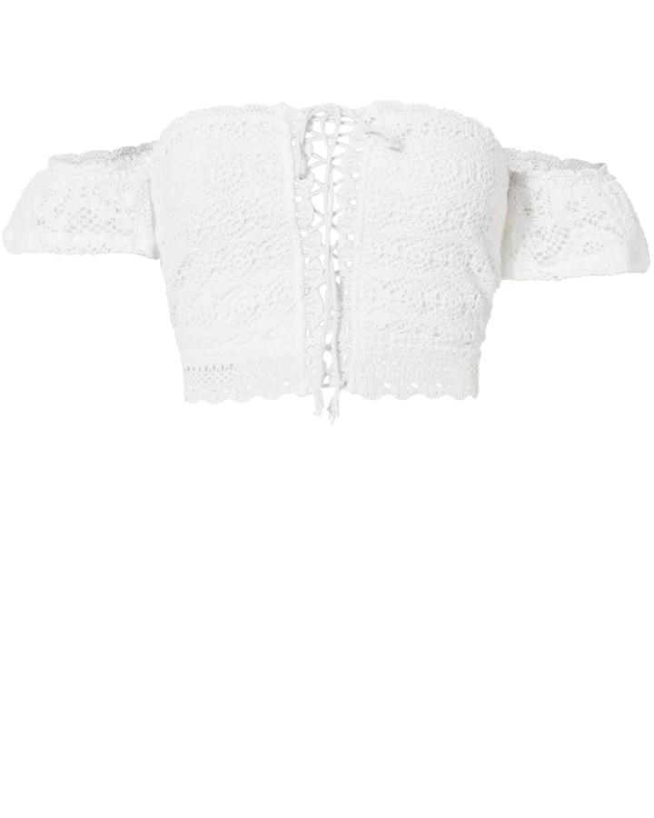 Nightcap Clothing Blue Lagoon Off Shoulder Top White M