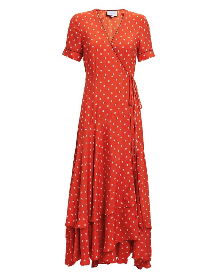 Alexis Sundara Wrap Polka Dot Dress Red/white S