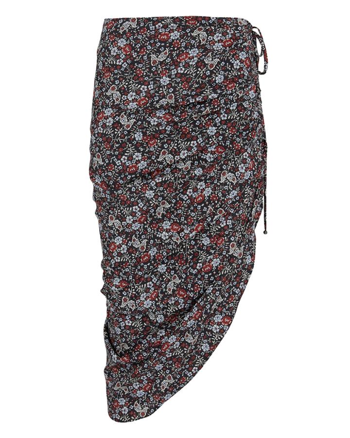 Veronica Beard Ari Floral Ruched Skirt Black/dark Floral 4