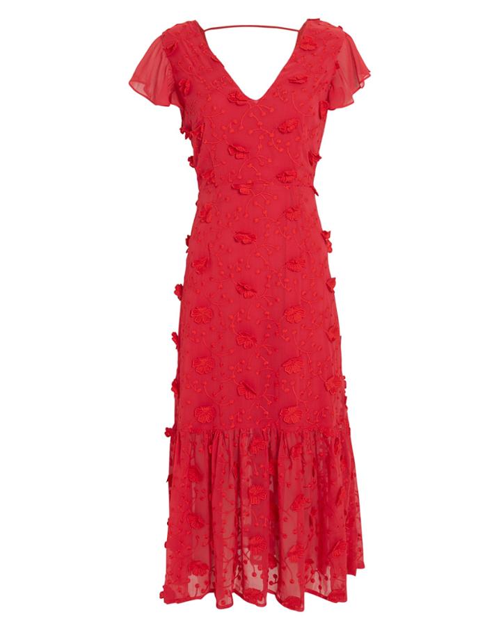 Talulah Scarlett Ruffle Midi Dress Red S