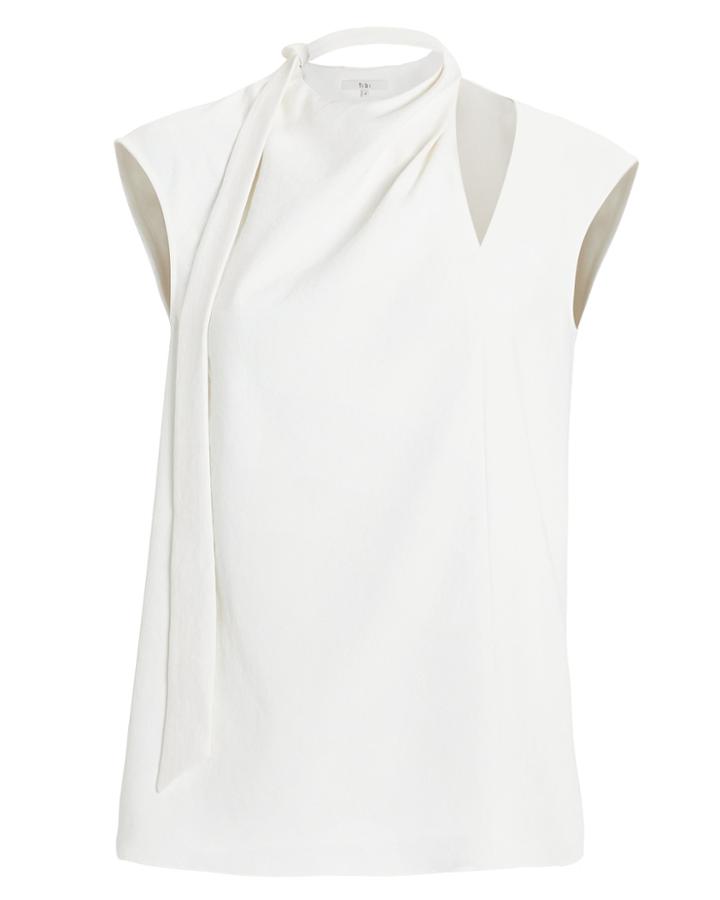 Tibi Draped Tie Blouse White Zero