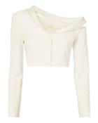 Jonathan Simkhai Crepe Combo Cropped Jacket White 4