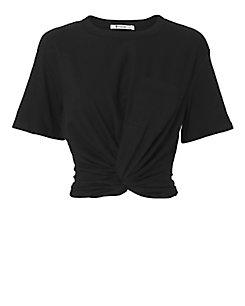 T By Alexander Wang Twist Detail Black Tee