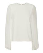 Jonathan Simkhai Pleated Sleeve White Blouse White Zero