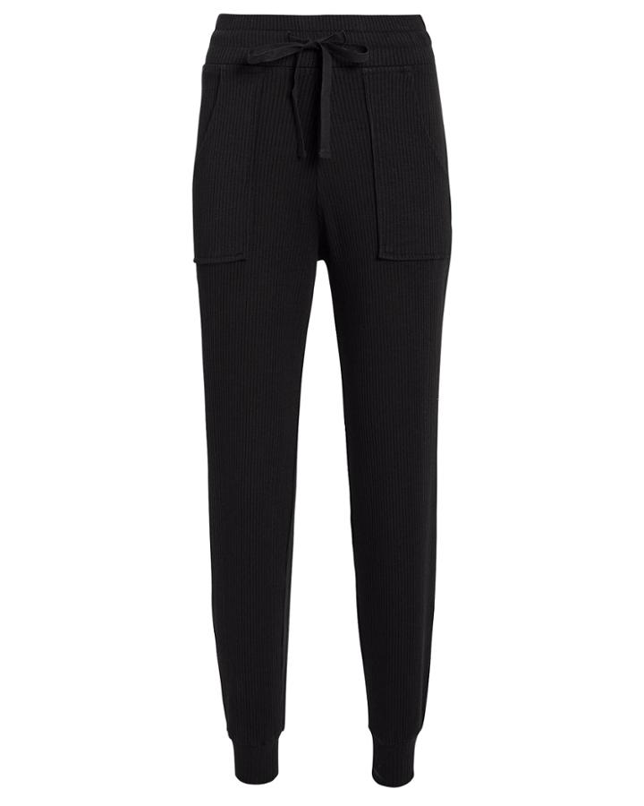 The Range Black Ribbed Joggers Black S