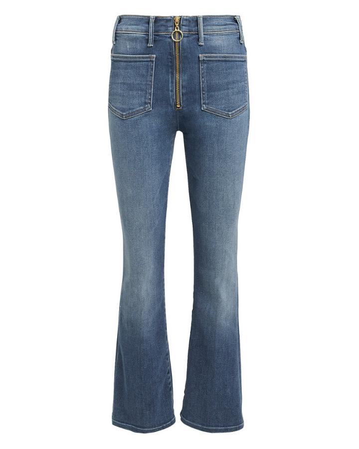 Mother Patch Xyz Insider Ankle Hem Jeans Blue Denim 24