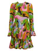 La Double J La Doublej Visconti Mini Dress Green/pink Abstract S
