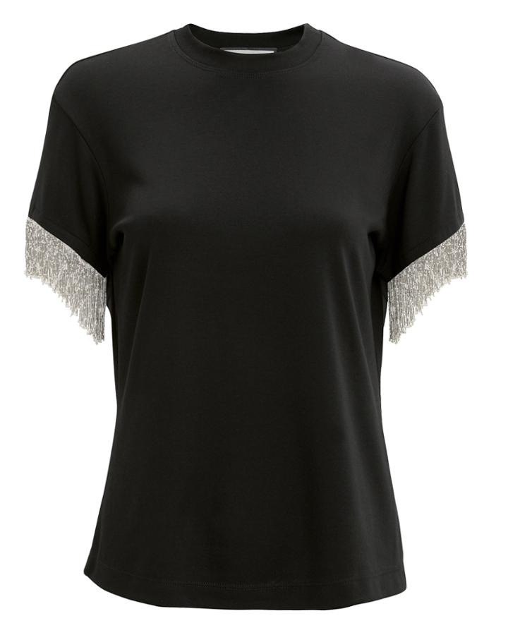 Alexis Olinda Embellished Fringe T-shirt Black P