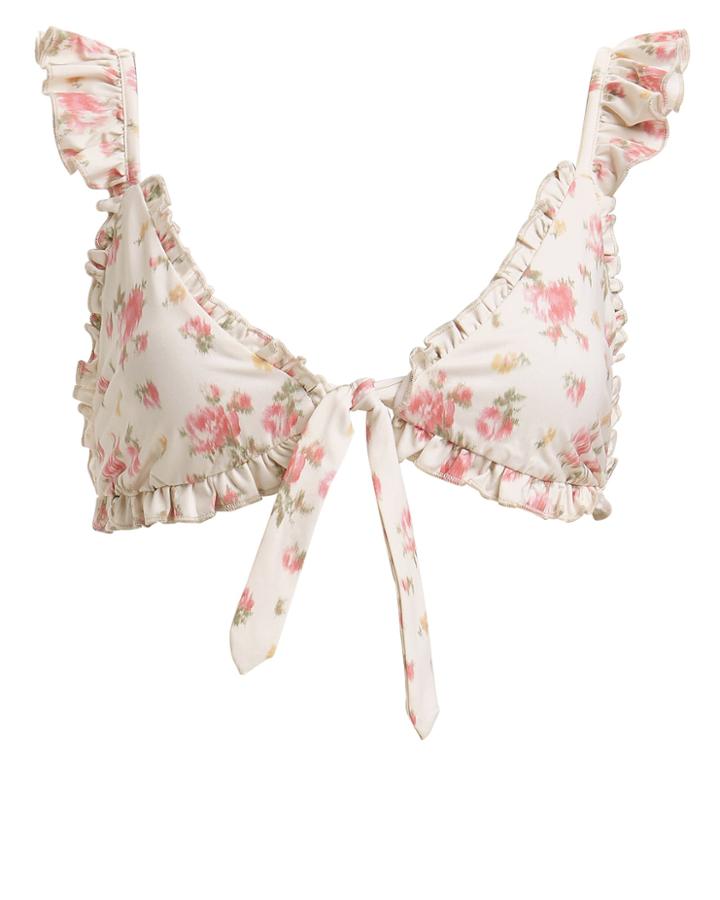 Love Shack Fancy Loveshackfancy Claudia Bikini Top Pink/ivory P