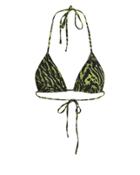 Ganni Tiger Print Triangle Bikini Top Multi 34