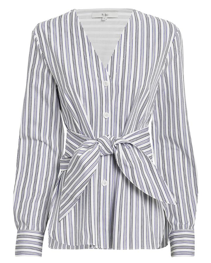 Tibi Liam Striped Shirt Blue Stripe 2