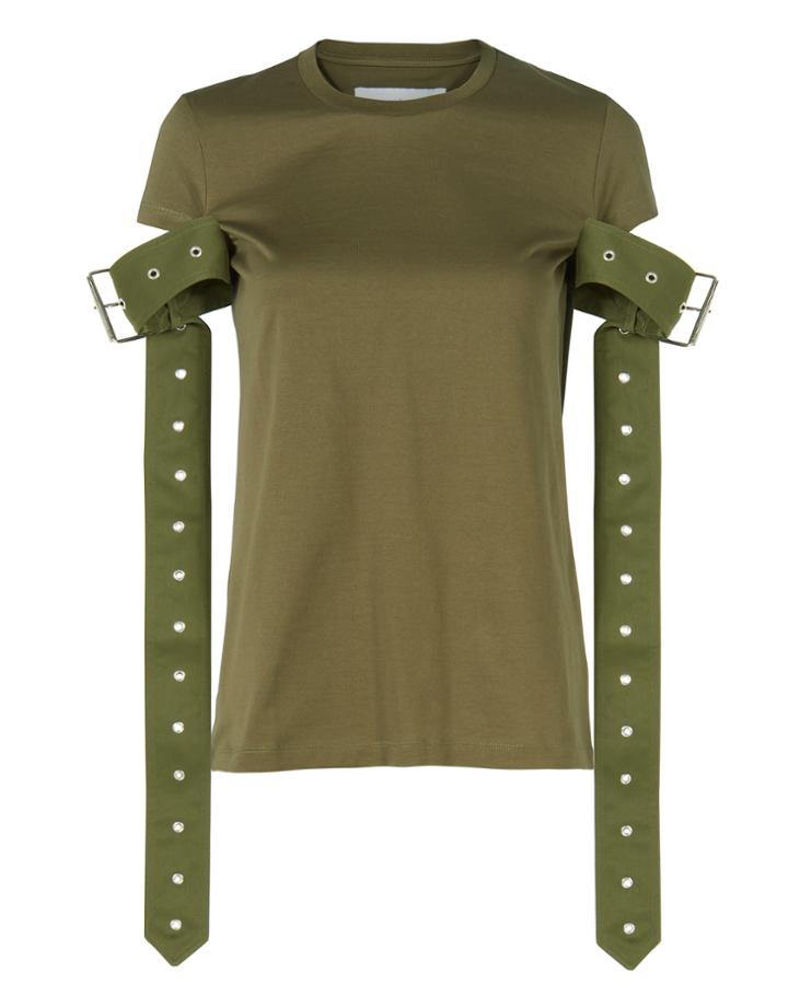 Marques Almeida Marques' Almeida Belt Sleeve Green T-shirt Beige P