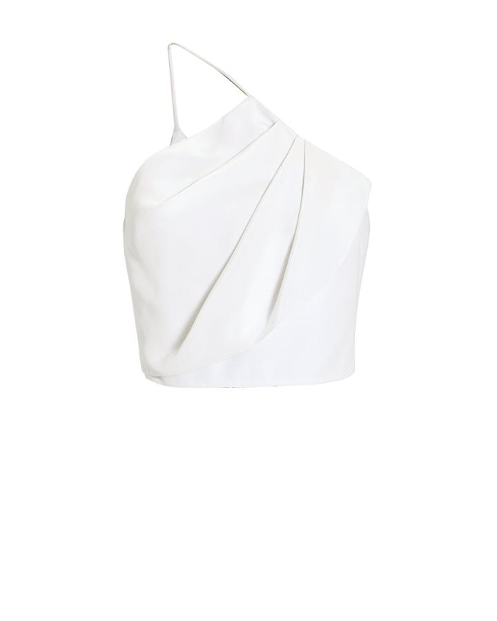 Cushnie One Shoulder Crepe Top White 2