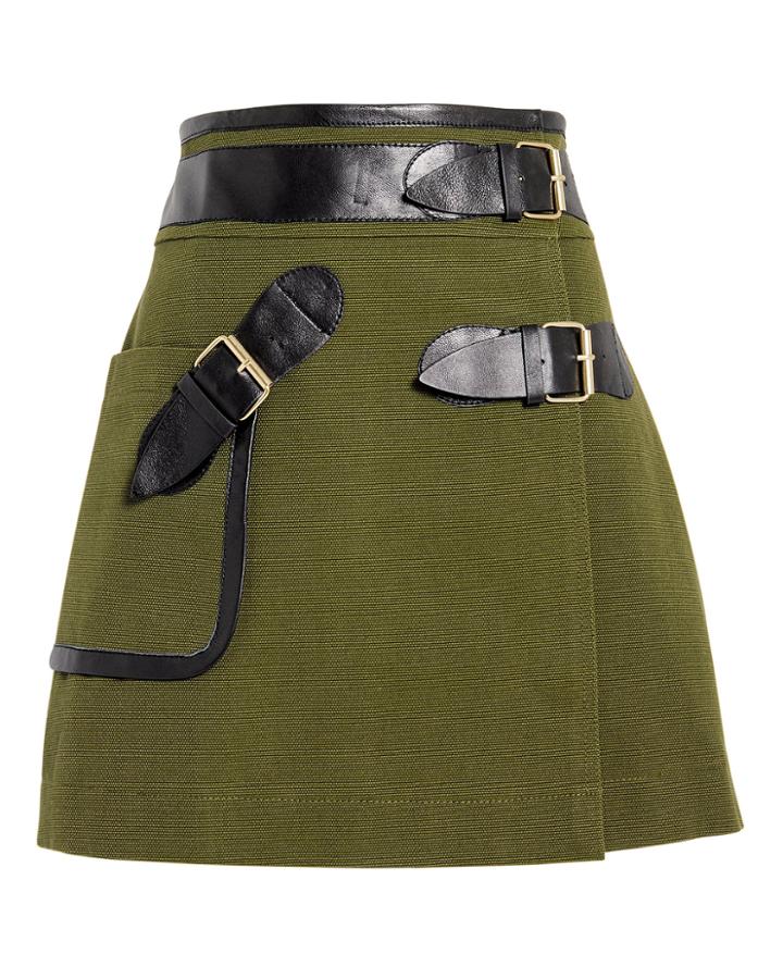 Derek Lam 10 Crosby Army Wrap Mini Skirt Olive Zero