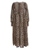 Ganni Mullin Leopard Print Smocked Dress Leopard 38