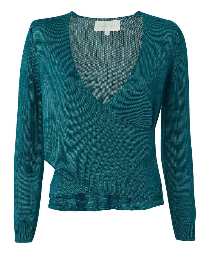 Michelle Mason Cross Front Blue Top Blue-med P