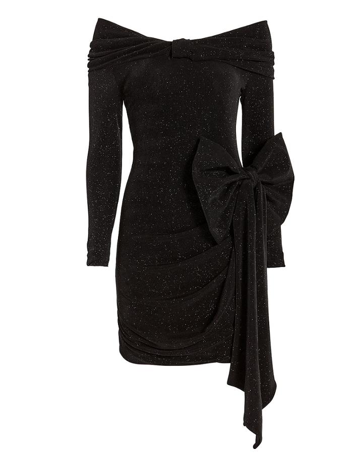 Redemption Bow Off Shoulder Mini Dress Black 36