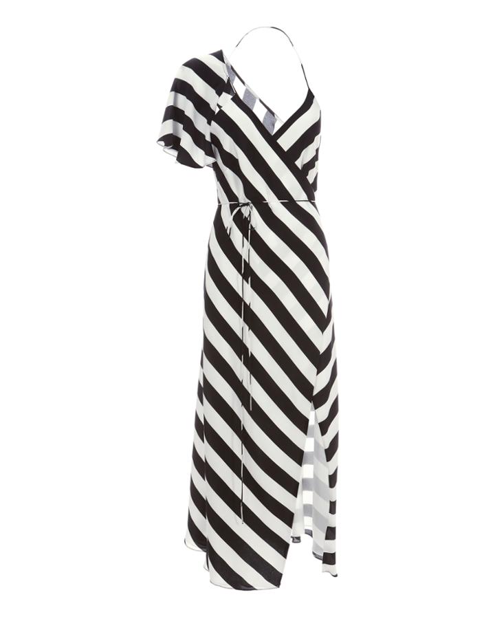 Michelle Mason Striped Wrap Midi Dress Stripe 6