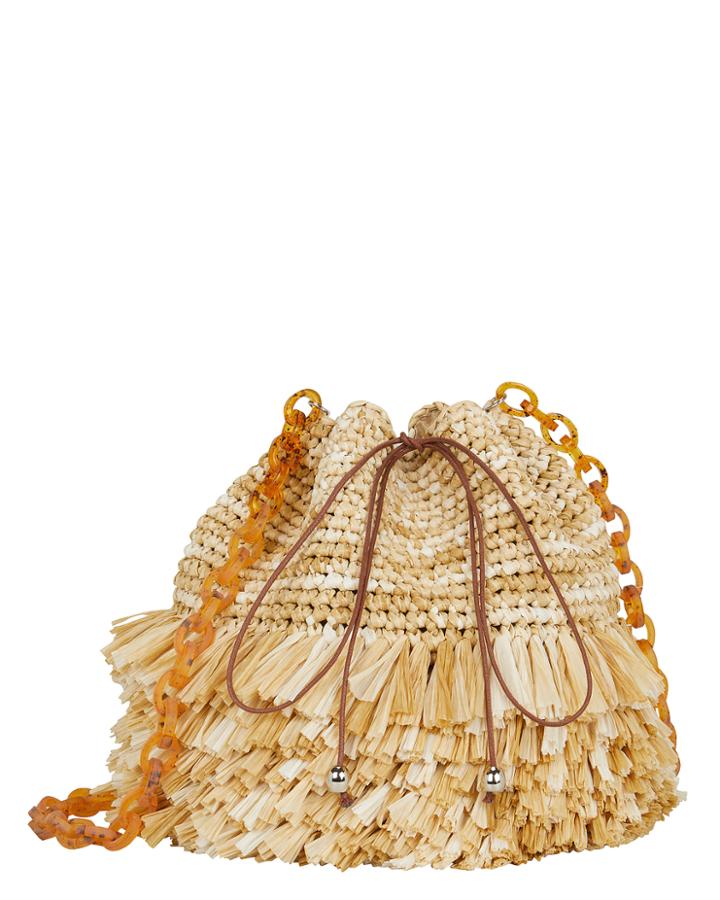 Carolina Santo Domingo Corallina Small Raffia Bag Beige 1size