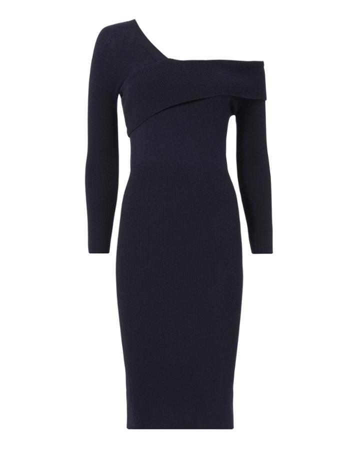 Michelle Mason Asymmetric One Shoulder Sweater Dress