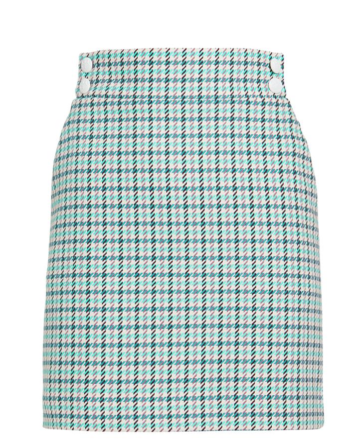 Veronica Beard Arezzo Houndstooth Mini Skirt Turquoise Houndstooth 4