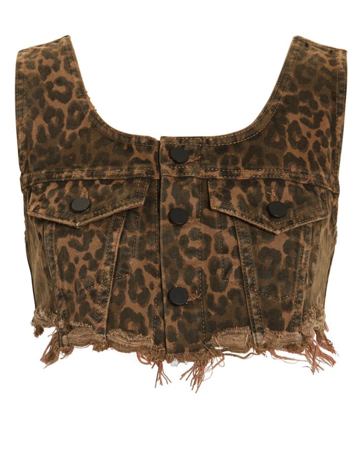 Alexander Wang Leopard Bralette Crop Top Leopard P