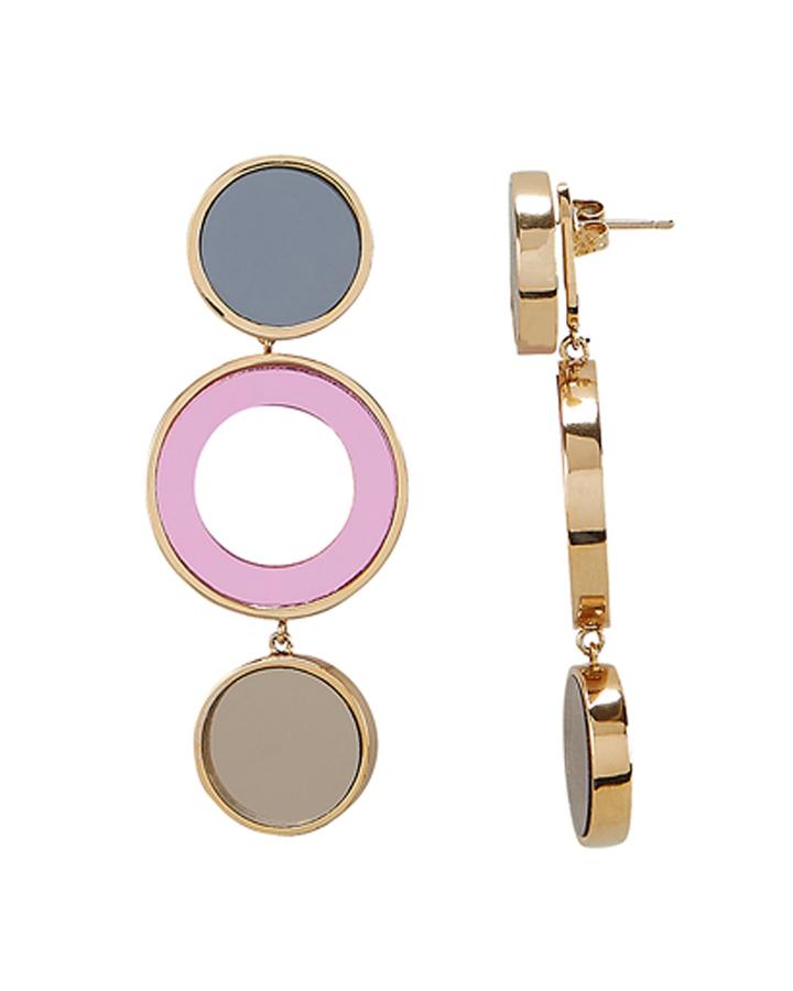 Colette Malouf Reflection Bronze And Pink Circle Earrings Pink 1size