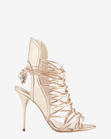 Sophia Webster Lacey Strappy Cage Rose Gold Metallic Sandal