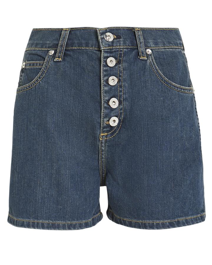 Eve Denim Leo Denim Button Front Shorts Medium Blue Denim 26