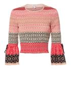Derek Lam 10 Crosby Smocked Bell Sleeve Crop Top Pink 6