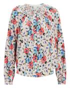 Veronica Beard Madge Silk Floral Blouse Red/blue Floral 6