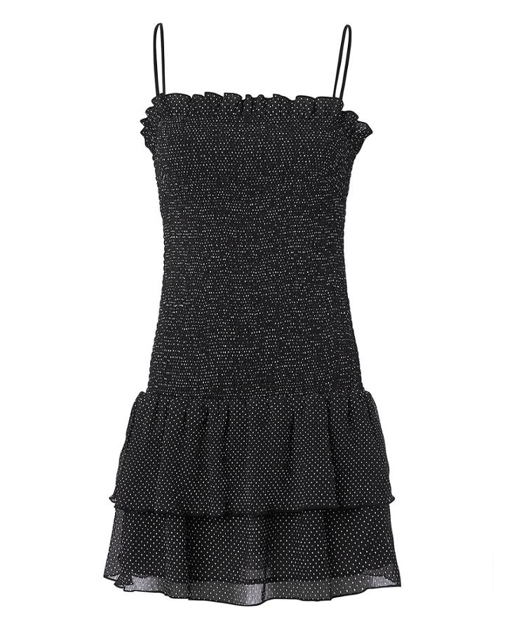 The East Order Tia Polka Dot Mini Dress Black P