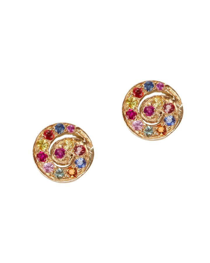 Shebee Rainbow Sapphire Spiral Earrings