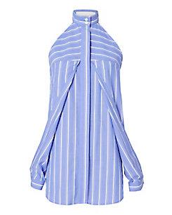 Dion Lee Blue Stripe Sleeve Release Shirt