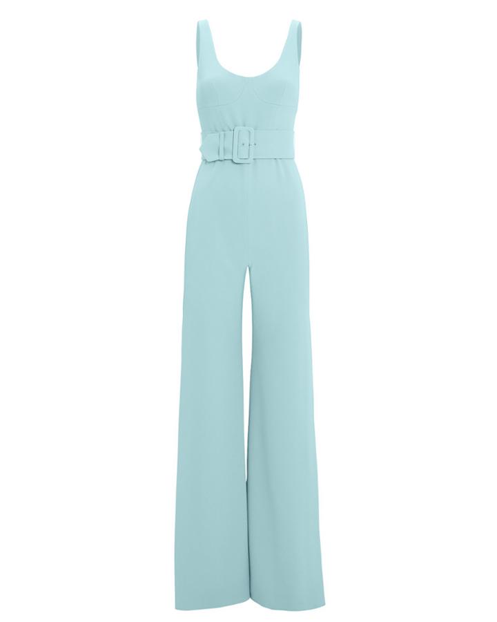 Jonathan Simkhai Belted Blue Jumpsuit Sky Blue Zero