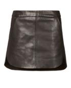 Michelle Mason Baseball Hem Leather Mini Skirt Black 6