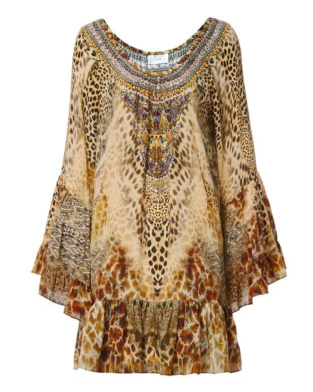 Camilla Leopard Print A-line Frill Dress