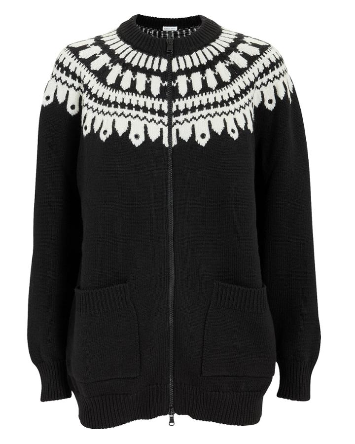 Tomas Maier Nordic Zip Front Cardigan Blk/wht 2