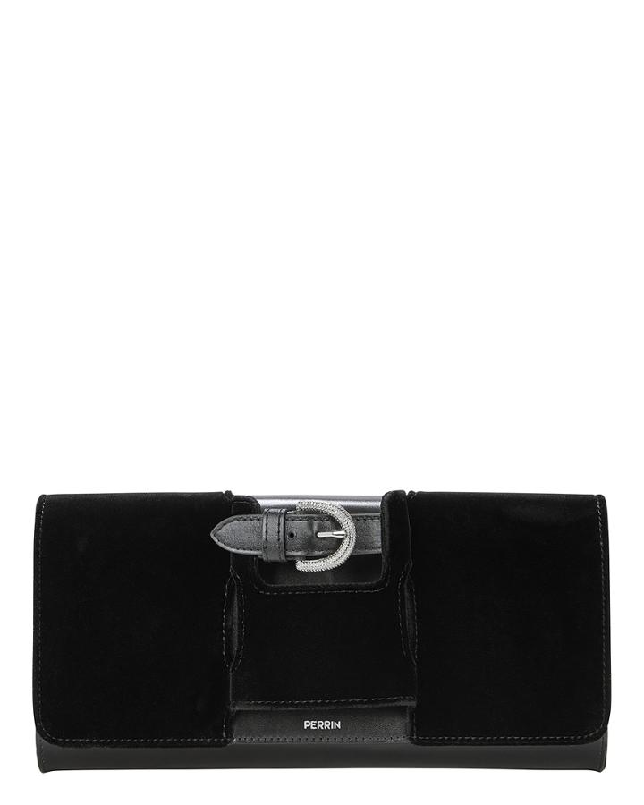 Perrin La Boucle Black Velvet Clutch Black 1size