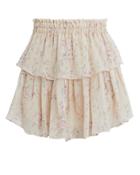 Love Shack Fancy Loveshackfancy Tiered Mini Skirt Ivory/pink Floral L