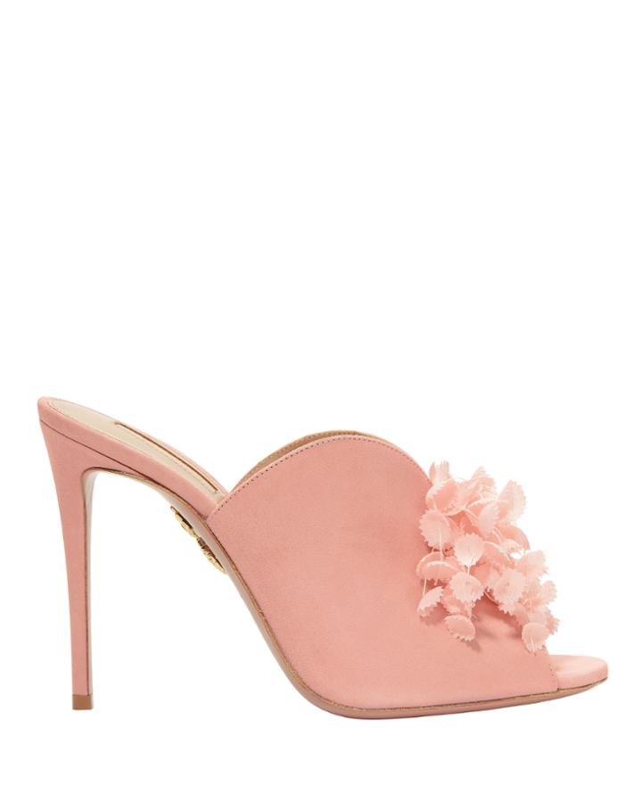 Aquazurra Aquazzura Lily Of The Valley Suede Mules Pink 37