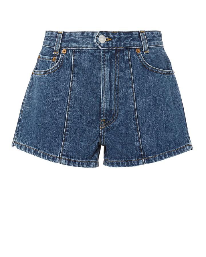 Re/done X Solid & Striped Seventies Af Pintuck Shorts Denim-drk 25