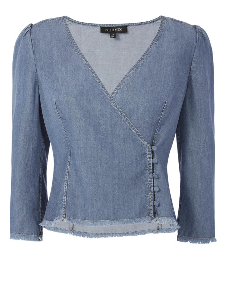 Exclusive For Intermix Intermix Charlotte Chambray Top Denim Zero