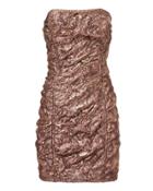 Redemption Textured Rose Gold Mini Dress Pink 36
