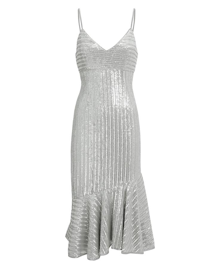 Saylor Peggie Sequin Dress Silver L