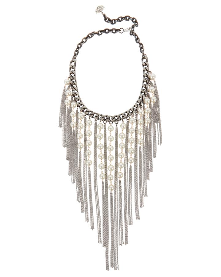 Laura Cantu Pearl Fringe Necklace Metallic 1size