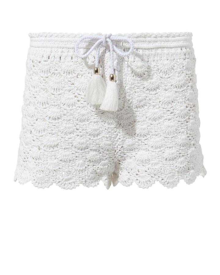 Poupette St Barths Poupette St Barth Rania Crochet Boxer Shorts White M